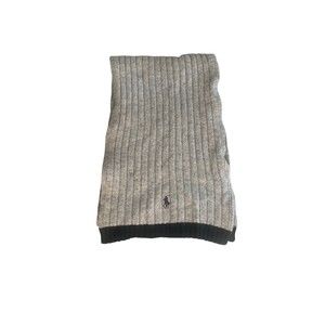 Polo Ralph Lauren 100% Lamb's Wool Scarf Gray RL gray ribbed warm